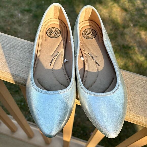 Kohl’s metallic silver Pointed Toe shoes‎ Ballet comfortable Flats size 8.5 - Picture 2 of 8